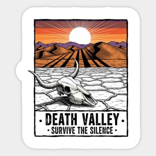 Death Valley NAtional Park, Survive the Silence - Best, Unique Gift idea for Women, Men, Kids, Christmas, Birthday, Art, Decor, Poster, Desert Skull, Sand Dunes, Camping, Retro Vintage Style, California Travel, Hiking Adventure, Unique Outdoors. Sticker